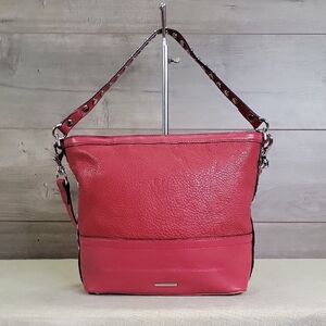 Rebecca Minkoff Blythe Red Studded Leather Shoulder Bag Purse Handbag